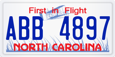NC license plate ABB4897
