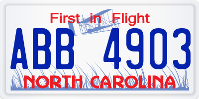 NC license plate ABB4903