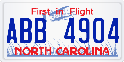 NC license plate ABB4904