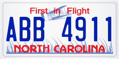 NC license plate ABB4911