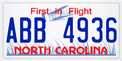 NC license plate ABB4936