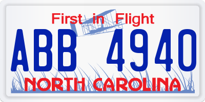 NC license plate ABB4940