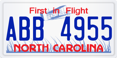 NC license plate ABB4955