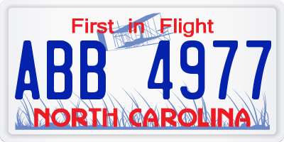 NC license plate ABB4977