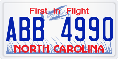 NC license plate ABB4990