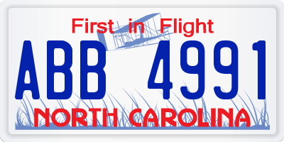 NC license plate ABB4991