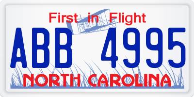 NC license plate ABB4995