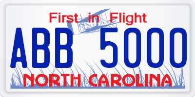 NC license plate ABB5000
