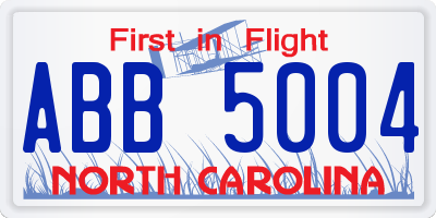 NC license plate ABB5004