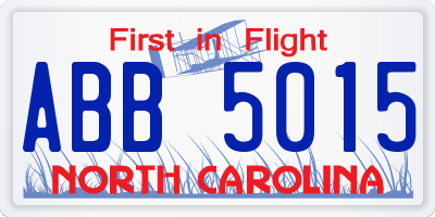 NC license plate ABB5015