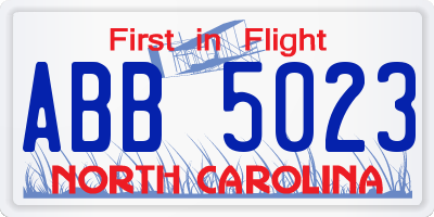 NC license plate ABB5023