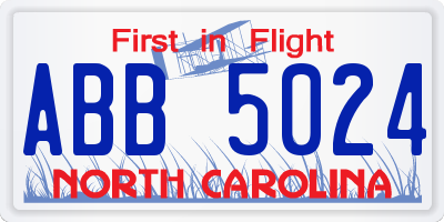 NC license plate ABB5024