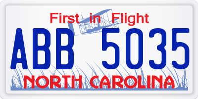 NC license plate ABB5035