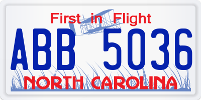NC license plate ABB5036