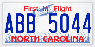 NC license plate ABB5044