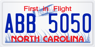 NC license plate ABB5050