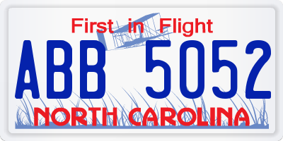 NC license plate ABB5052