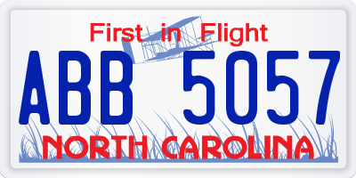 NC license plate ABB5057