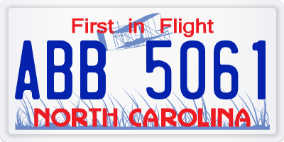 NC license plate ABB5061