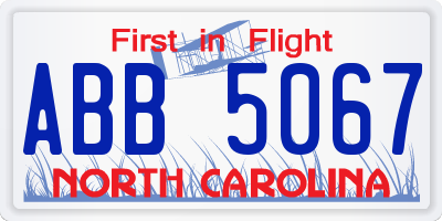 NC license plate ABB5067