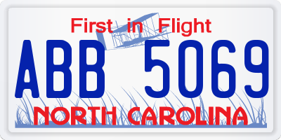 NC license plate ABB5069