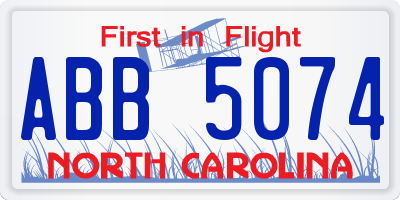 NC license plate ABB5074