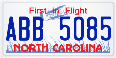 NC license plate ABB5085