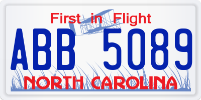 NC license plate ABB5089