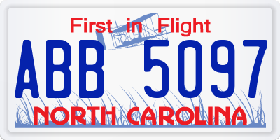 NC license plate ABB5097