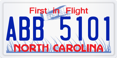 NC license plate ABB5101