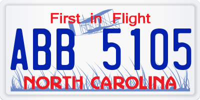 NC license plate ABB5105