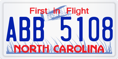 NC license plate ABB5108