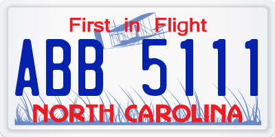 NC license plate ABB5111