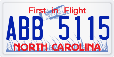 NC license plate ABB5115