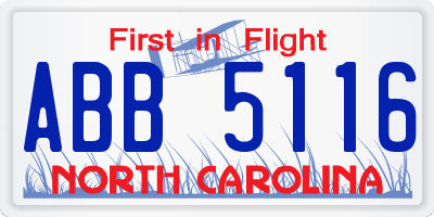 NC license plate ABB5116