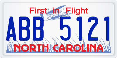NC license plate ABB5121