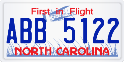 NC license plate ABB5122
