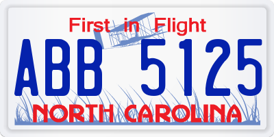NC license plate ABB5125