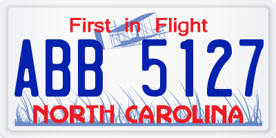 NC license plate ABB5127