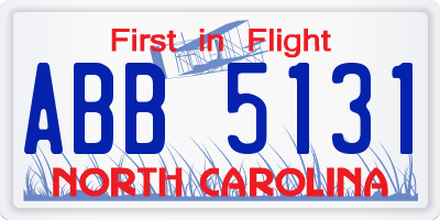 NC license plate ABB5131