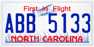 NC license plate ABB5133