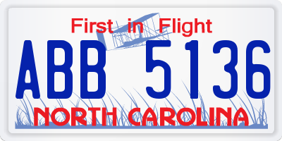 NC license plate ABB5136