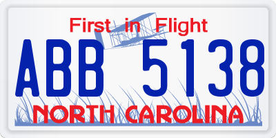 NC license plate ABB5138