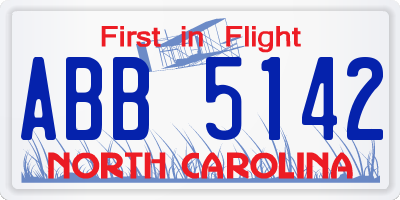NC license plate ABB5142