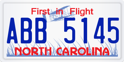 NC license plate ABB5145