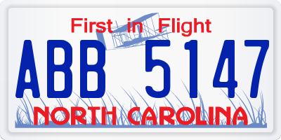 NC license plate ABB5147