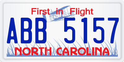 NC license plate ABB5157
