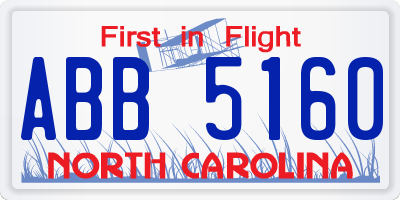 NC license plate ABB5160