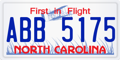 NC license plate ABB5175