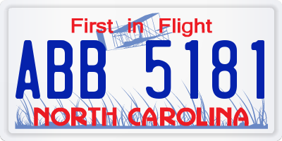 NC license plate ABB5181